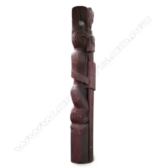A very large 20thC Māori carved figured post,